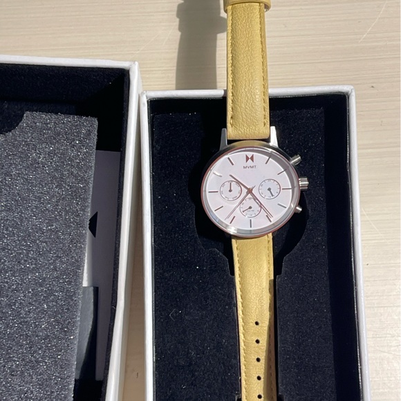 MVMT Watch- With Creamy Light Yellow Leather Band